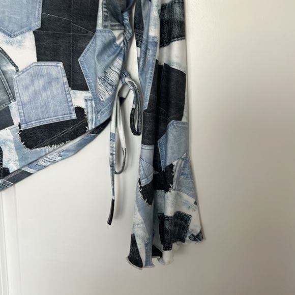 SHEIN X The‎ Future X Allover Pocket Print Drawstring Hem Crop Tee - Picture 4 of 4